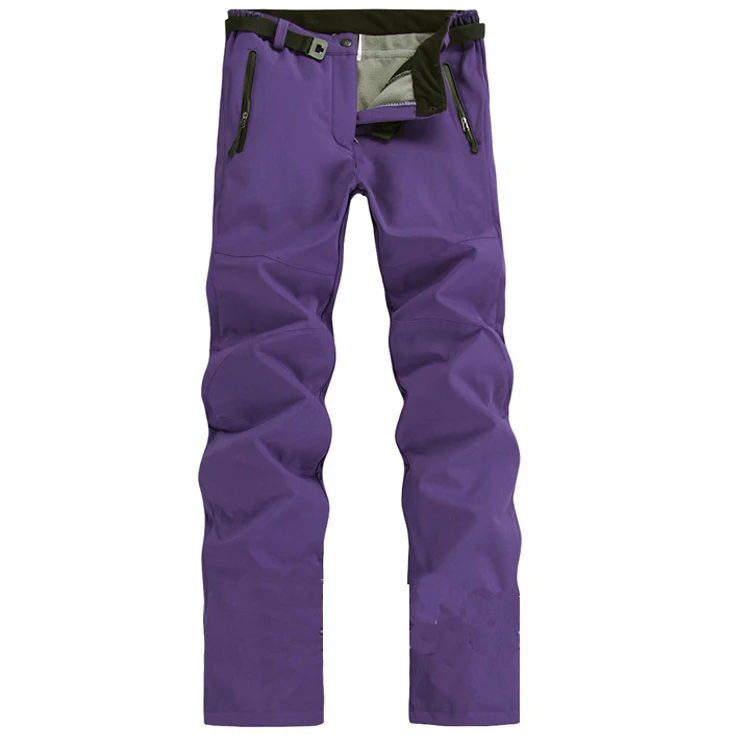 Горные женские Зимние флисовые штаны, уличная водонепроницаемая Спортивная Толстая брендовая одежда для походов, кемпинга, катания на лыжах, женские брюки MB008 - Цвет: Purple