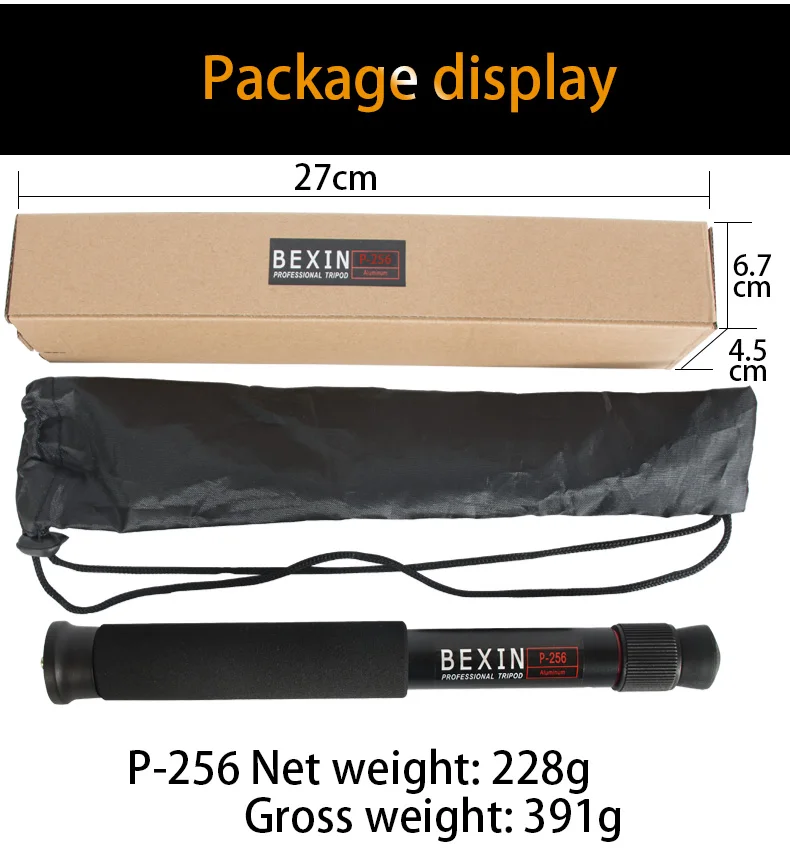 Bexin extensível leve portátil mini monopé ajustável