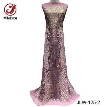 

High end design african lace fabric with sequins tulle lace fabric royalblue net lace fabric JLW-125