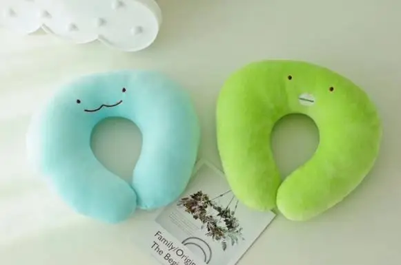 Murah 1 PC Kawaii Kartun Sumikko Gurashi SAN X Sudut Bio Tipe U Perjalanan Bantal Leher Lembut Sehat Leher bantal Hadiah Mainan Mewah