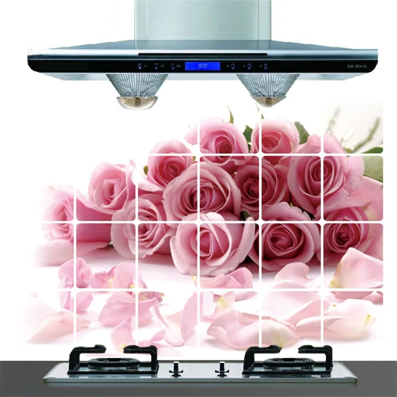 60cm*90cm Kitchen Rose Wall Stickers Foil oil Proof sticker Decal Home Decor Art Accessories Decorations Supplies items Products