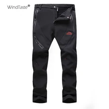 WindTaste Men's Winter Warm Softshell Fleece Pants Outdoor Waterproof Windproof Hiking Sport Trekking Camping Trousers 5XL KA054