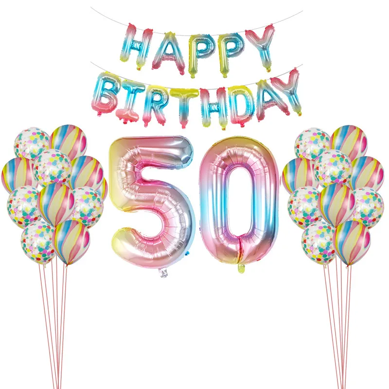 50 years old 23 шт./компл. 18 21 30 40 50 60th с днем рождения градиент Звездный конфетти 40 дюймов количество Фольга шар День рождения Декор поставки - Цвет: 50 years old