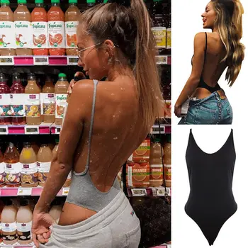 

New Sleeveless Femme Body For Women Sexy Backless Bodysuit Soild Bandage Bodycon Playsuits Club Outwear Jumpsuits Romper