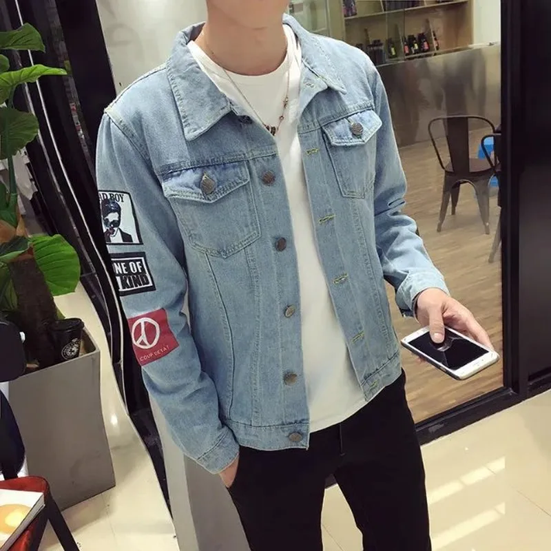 New Casual Sanding Slim Mens Denim Jacket Men's Clothing Bomber Jacket Men Cowboy Men's Jean Jacket Chaqueta Hombre Cotton Jeans