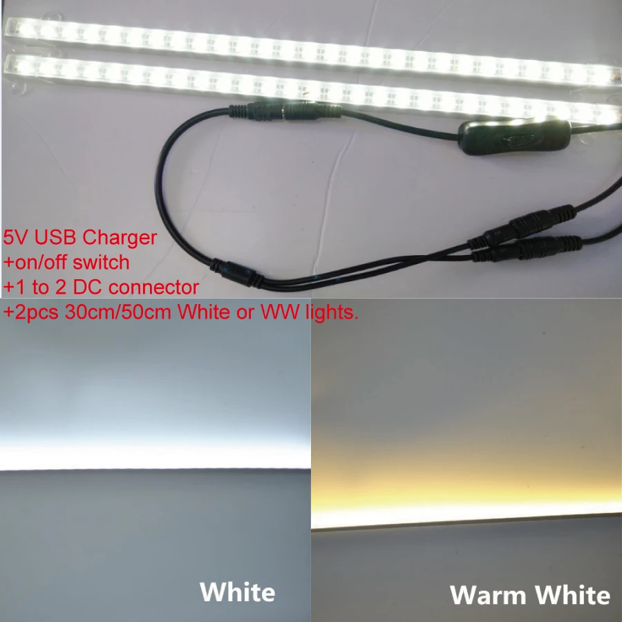 5 в USB зарядное устройство 30 см/50 см белый/теплый белый/LED Жесткие огни SMD5630 бар свет