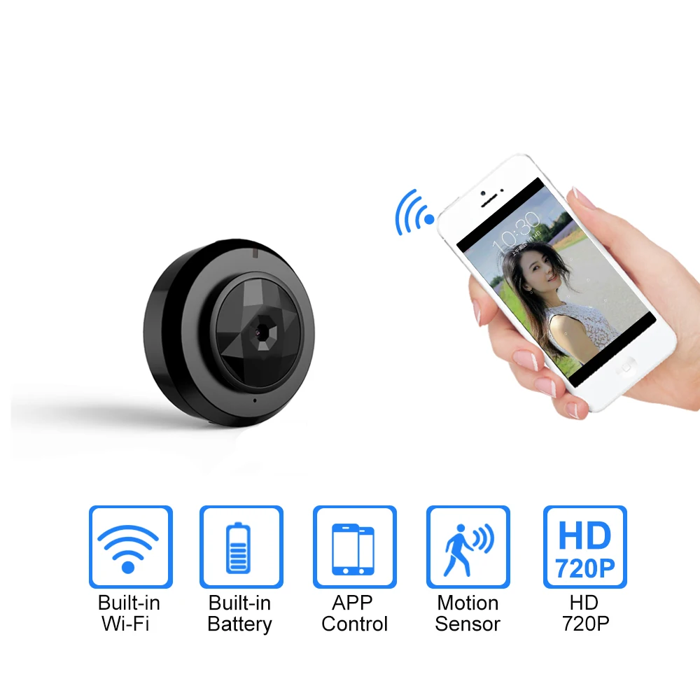 

C6 Wireless Mini Camera Wifi 720P Home Security Night Vision Motion Detection Smallest Camera Support Smartphone App Video Black
