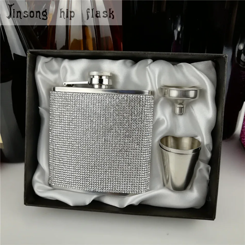 stainless steel with diamond hip flask ,Special hip flask for Ladies 