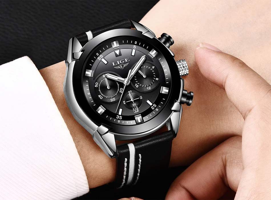 Relojes Hombre Новинка 2018 года LIGE мужские часы лучший бренд класса люкс водостойкие 24 часа дата Кварцевые часы мужские кожаные спортивные