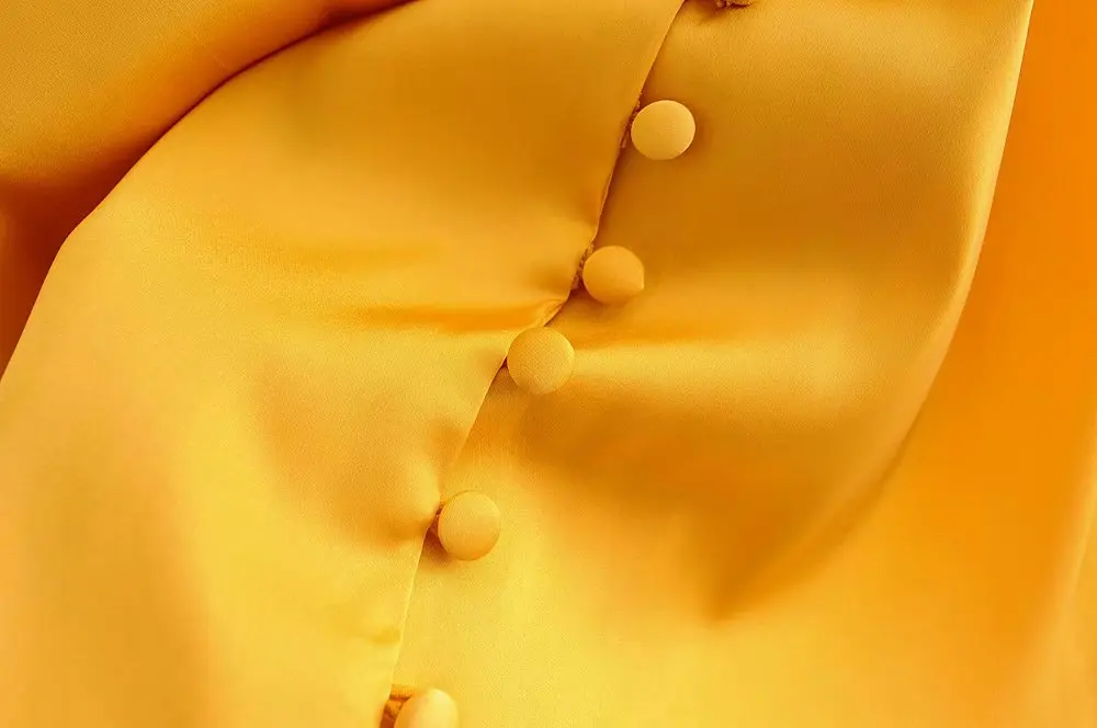 Женская винтажная Сексуальная Повседневная желтая блузка с длинным рукавом и пряжкой, Женская Ретро Осенняя деловая блуза, шикарные топы LS2737