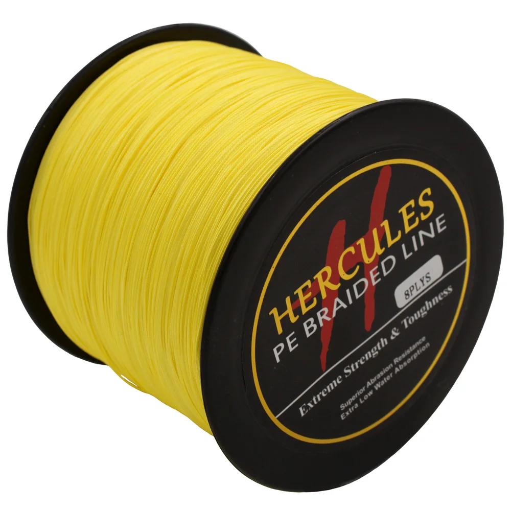 Hercules 100 м 300 500 1000 1500 2000 PE Yellow Spectra 8 жил 10lb 200lb плетеная рыболовная леска Для океан