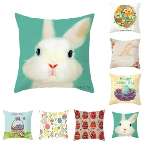 

Happy Cute Easter Bunny Festival Rabbit Pillow Case Personalized Bed Home