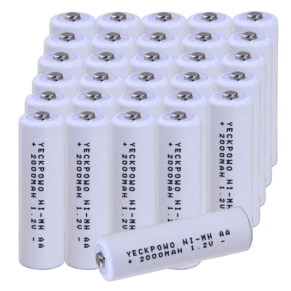 

Real capacity! 30 pcs AA 1.2V NIMH AA rechargeable AA battery 2000mah for camera razor toy remote control flashlight 2A batterie