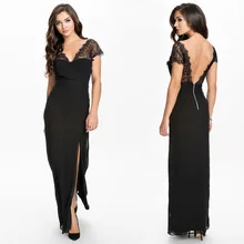 Соблазнительное длинное с открытой спинкой детское платье новая Лето г. женское платье Сексуальное нижнее белье с глубоким v-образным вырезом Повседневные платья с кружевом и вышивкой Макси платье черное платье для вечеринки 0921