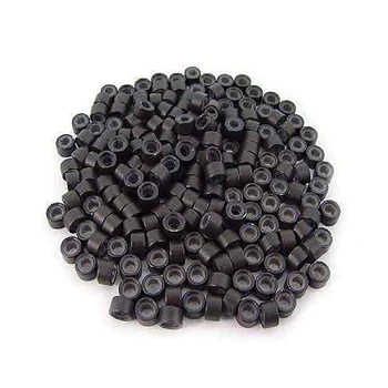 

200 PCS 5mm Dark Brown Color Silicone Lined Micro Rings Links Beads For I Bond Stick Tip Feather Hair Extensions