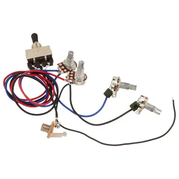 

FLGT-Wiring Harness Prewired 2v2t 3way Toggle Switch Jack 500k Pots for Replacement Guitar- 1 set