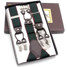 Новинка, кожаные мужские подтяжки, 6 клипов, Эластичные подтяжки для взрослых, модные подтяжки, подтяжки для мужчин