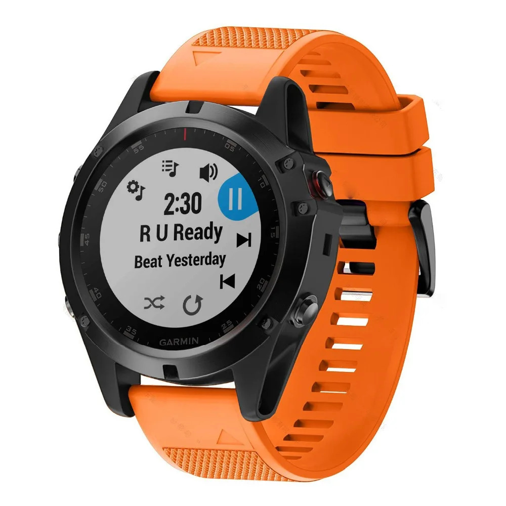 FIFATA 20 мм 22 мм 26 мм смарт часы ремешок для Garmin Fenix 6X/6/6S Pro/5X/5/5s Plus gps часы цвет силиконовый заменить браслет - Цвет: Orange