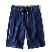 Синие повседневные шорты эластичные джинсы до талии шорты летние джоггеры с боковыми карманами брюки большого размера S-XXXXXX прямые шорты Homens