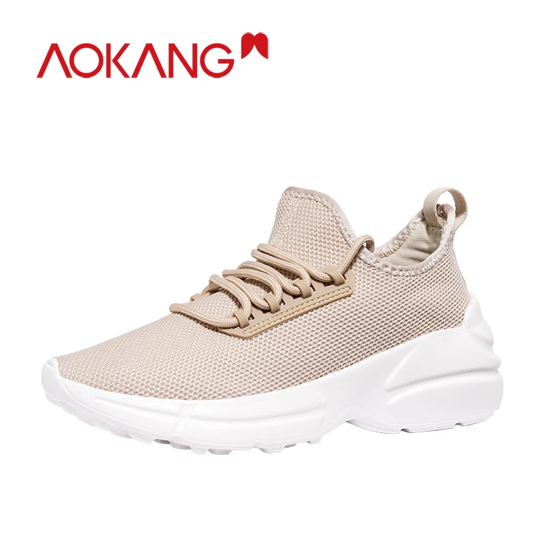 

Aokang Kanglong Shoes Woman sneaker casual shoes Fly-knitted Women Trainers Platform Shoes Wedge Breathable Ladies Casual Shoes
