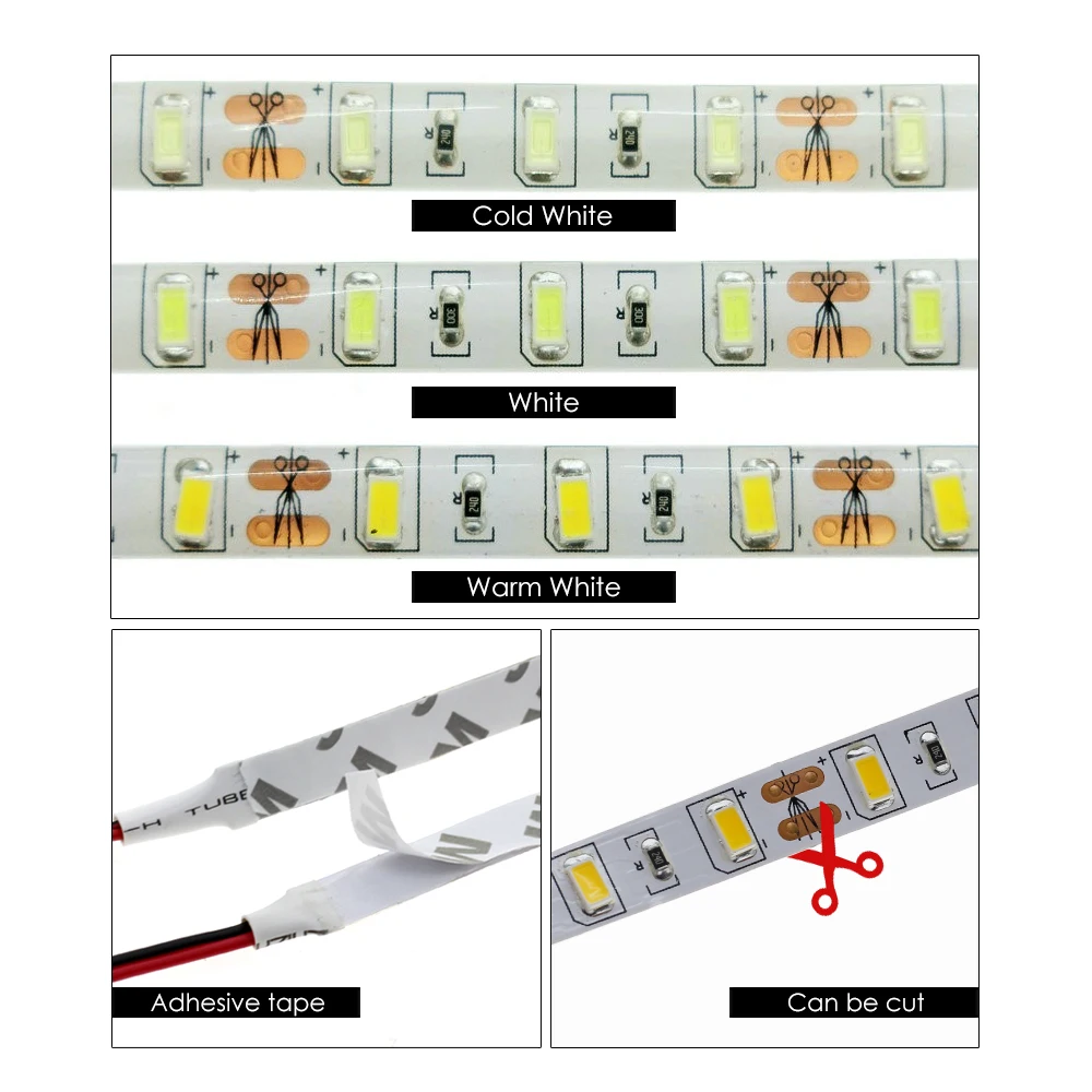 LED Strip 5730 Waterproof DC12V Flexible LED Light 60LED/m 5m/lot Brighter than 5050 5630 LED Strip