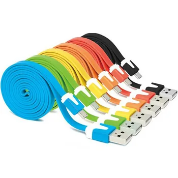

1m 2m 3m for Android for iphone 5/6/7/8/x noodle data cable computer Dada Transfer Cable Color USB mobile phone charging cable