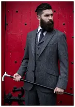 Mais recente Projeto Casaco Calça Cinza Tweed Italiano Ternos de Casamento Dos Homens Smoking Formal Slim Fit Blazer Magro 3 Peça Perfume Masculino F