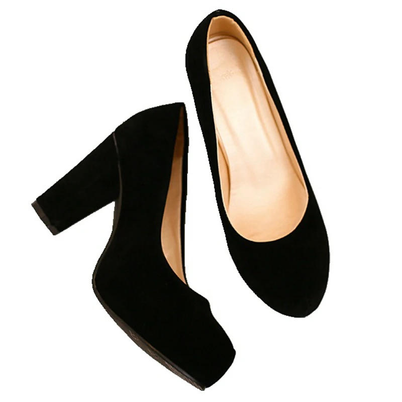 Женские туфли-лодочки без застежек REAVE CAT, флоковые туфли на платформе и высоком квадратном каблуке, весенние и летние однотонные туфли оранжевого цвета больших размеров, A1901