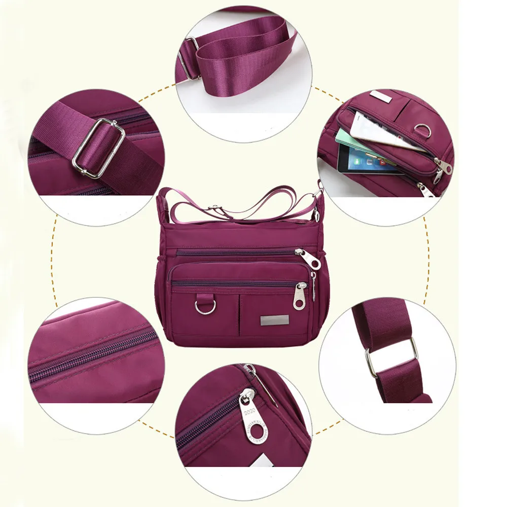 Хит, женская модная однотонная Водонепроницаемая нейлоновая сумка на плечо на молнии, сумка через плечо для путешествий и покупок# T2