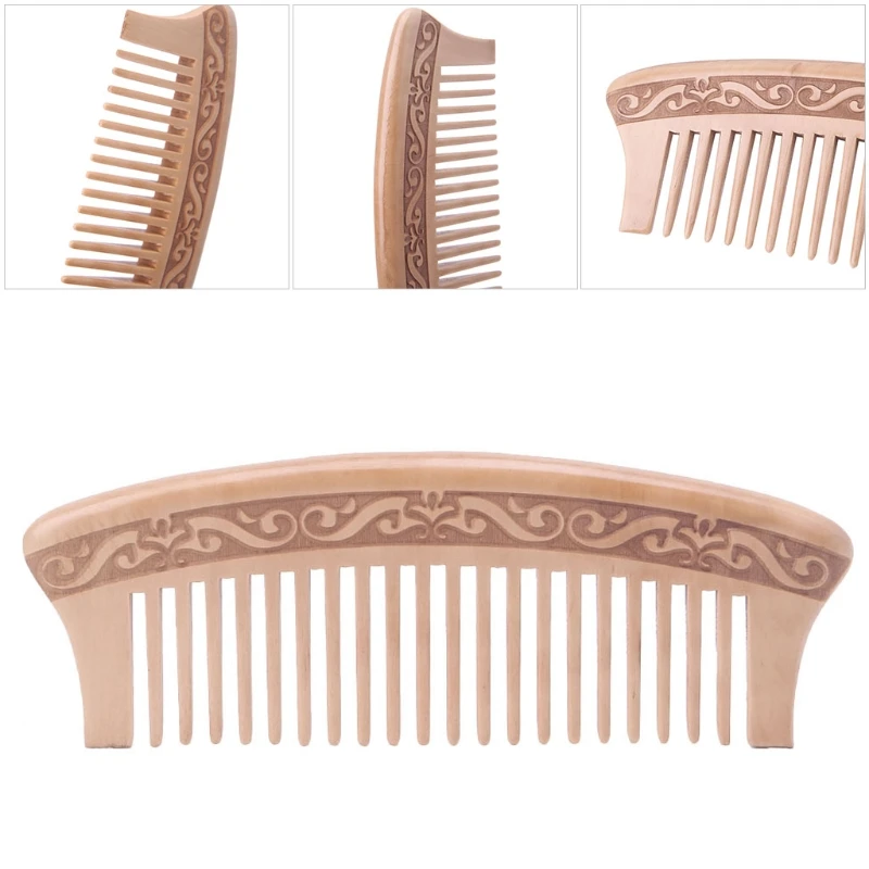Wooden Wide Tooth Comb Natural Peach Wood Massage Beauty ...