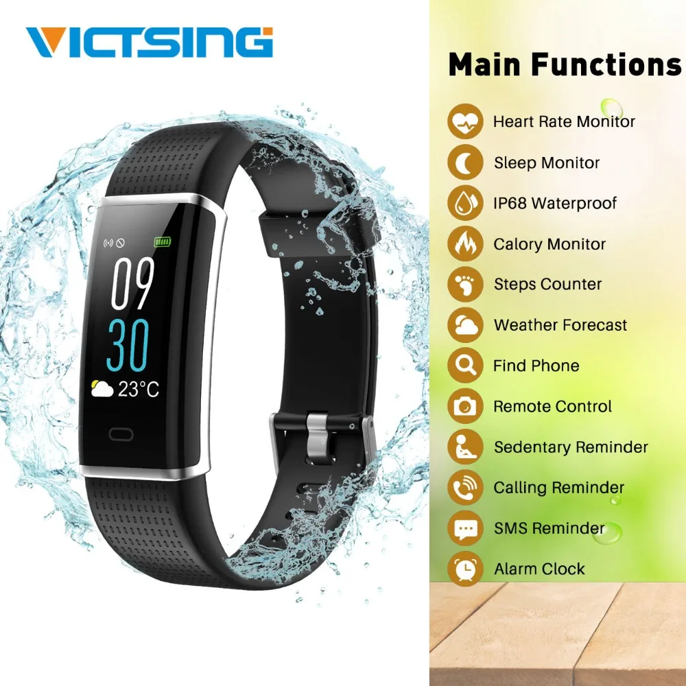 

VicTsing 0.96in Color Screen Activity Fitness Tracker Waterproof Brightness Adjustable Smart Wristband With Heart Rate Monitor