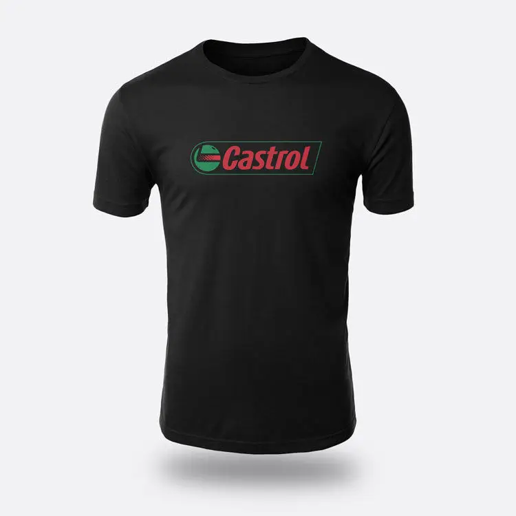 Масло Castrol футболки Для мужчин черный S-3XL летняя футболка Рубашка с короткими