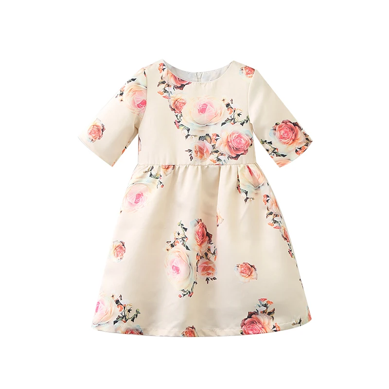 

2018 Spring Girl Flower Dresses Children Clothing Kids Vestido Flower Printed Girl Party Dress Baby Princess Dress