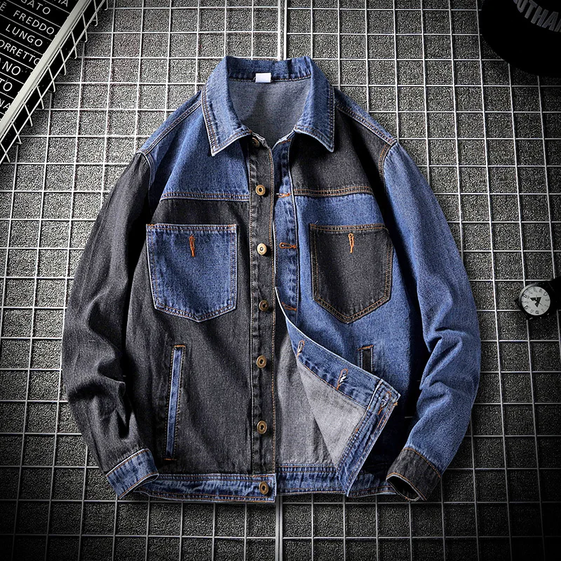 YASUOGJI, новинка, осень, хип-хоп, модная, пэчворк, Мужская джинсовая куртка, молодежный дизайн, уличная куртка для мужчин, плюс размер, джинсовая мужская куртка
