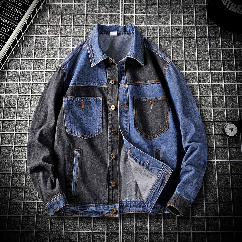 

YASUOGJI New 2019 Autumn Hip Hop Fashion Patchwork Mens Denim Jacket Young Design Street Jacket Men Plus Size Jeans Men Jacket