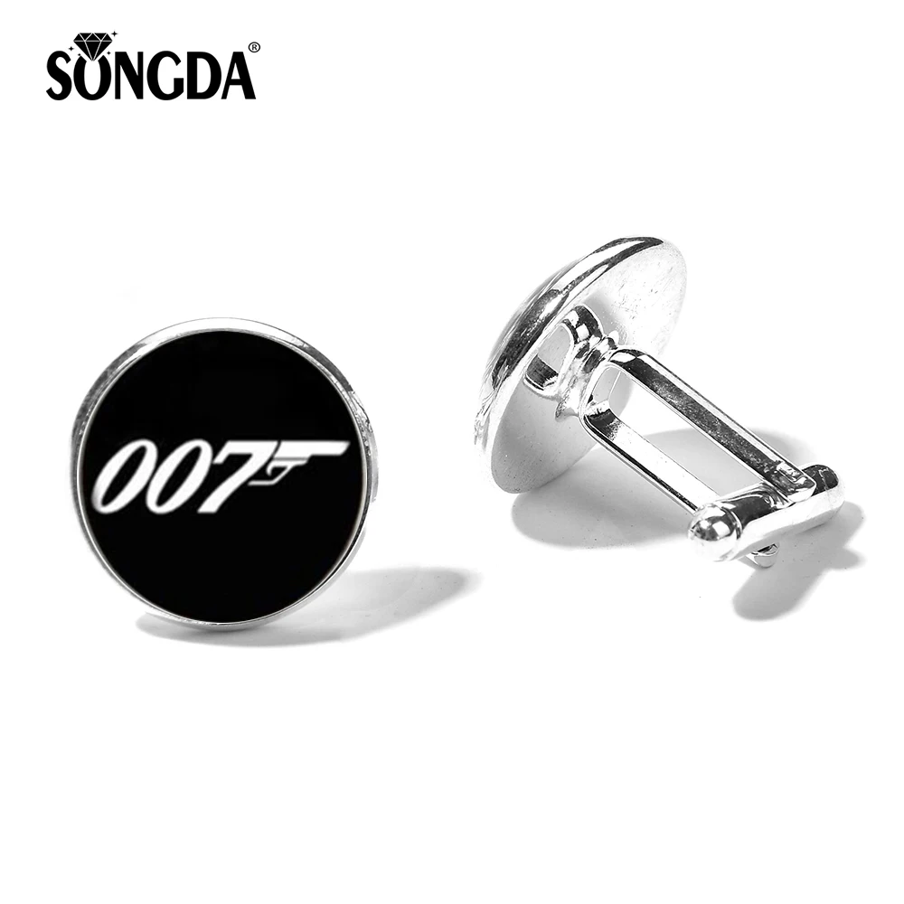 SONGDA Cool James Bond 007 Мужская запонка простая современная черная белая дизайнерская