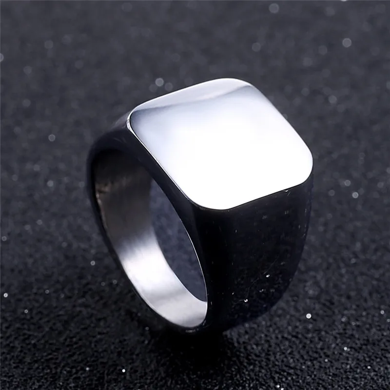 Modyle New Fashion Jewelry High Polished Signet Solid Stainless Steel Ring Stainless Steel Biker Ring For Men