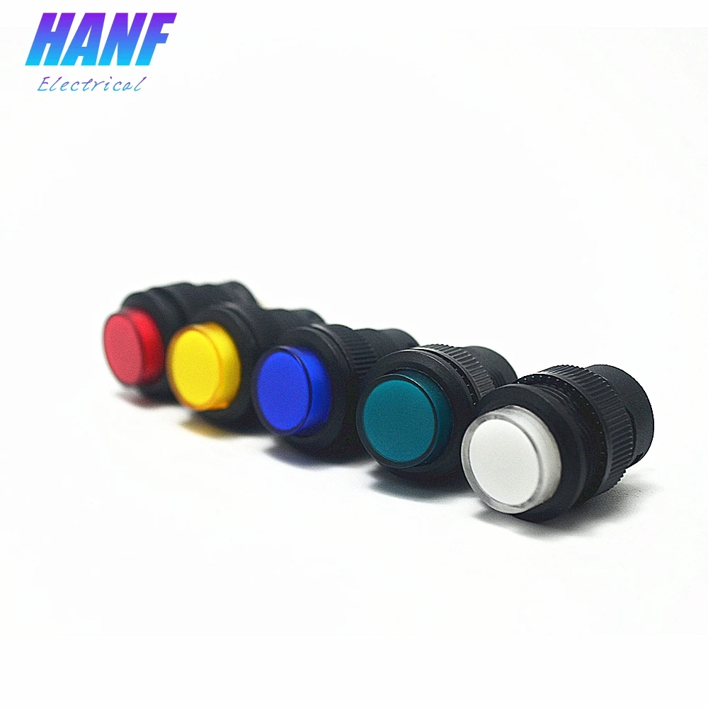 

5pcs LED illumination Plastic Push Button Switch With Light High Head Self-locking Pin 4 Terminals 3A/250V 16mm 1NO