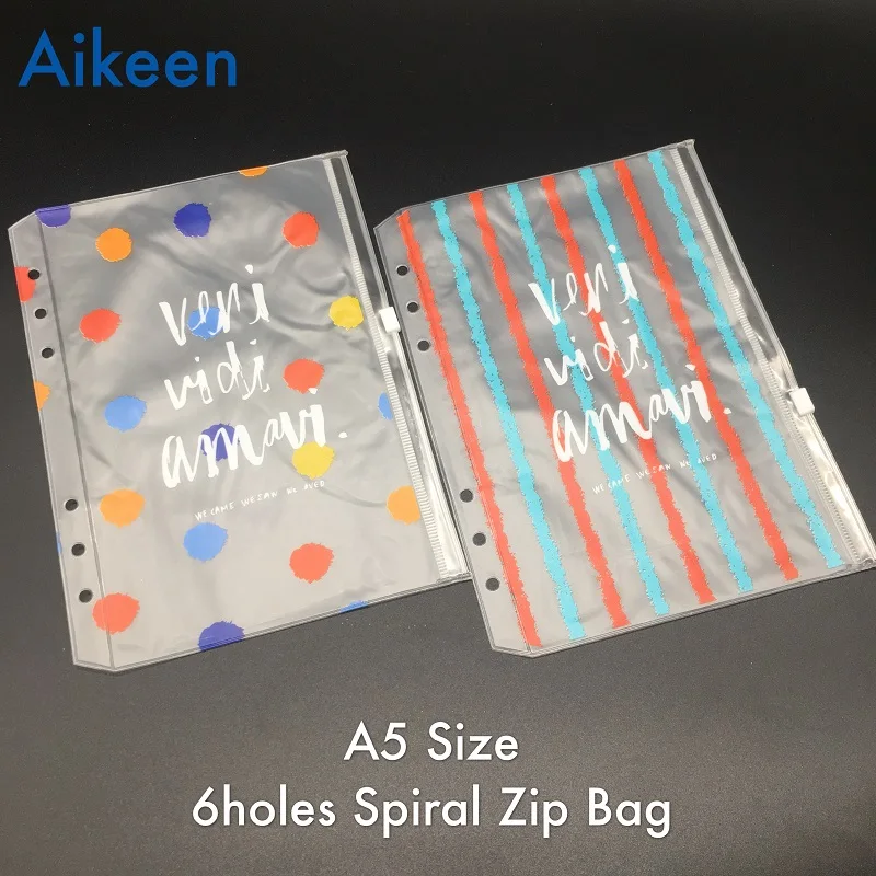 Buy A5/A6 Colored Transparent PVC Collection Zip Bag