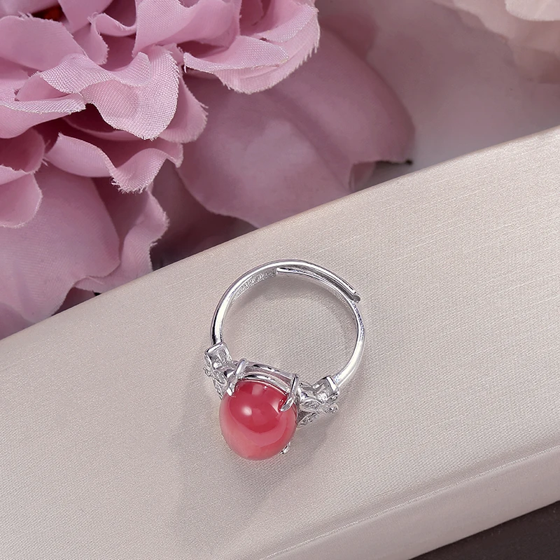 Fine Jewelry S925 Rings For Women Sterling Silver 14*10mm Chalcedony Natural Oval Red Gemstone Ring Luxury Vintage Anel R-CH001