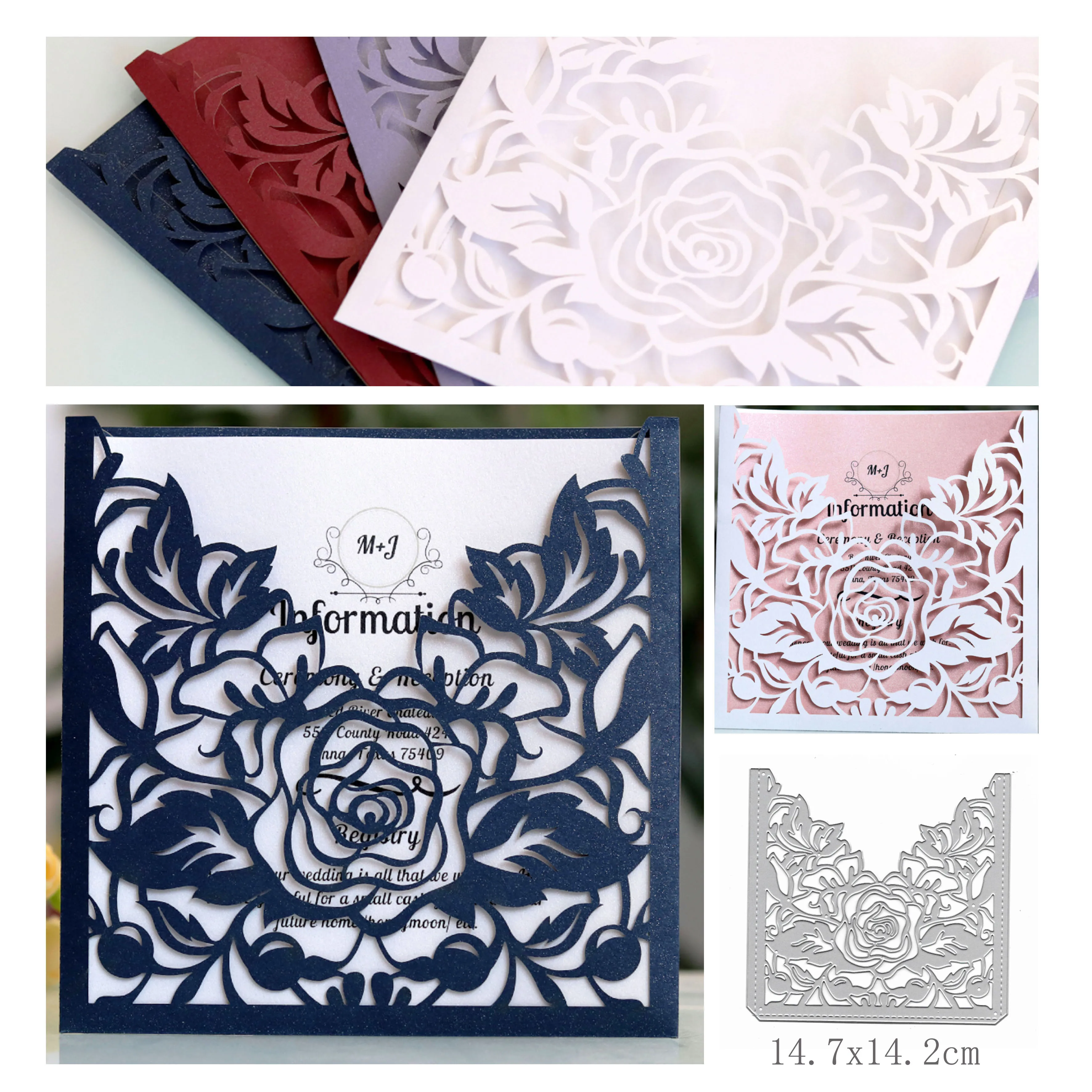 

Wedding Rose Leaves Invitation Card Cover Metal Cutting Dies For DIY Scrapbooking Embossing Paper Card Craft New 2019