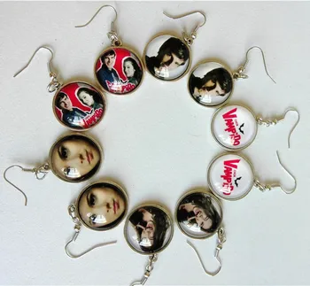 

12pairs/lot CHICA VAMPIRO Earrings for Girls wonmen Glass Earrings Handcuffs Drop Earrings Cabochon Earrings best gift