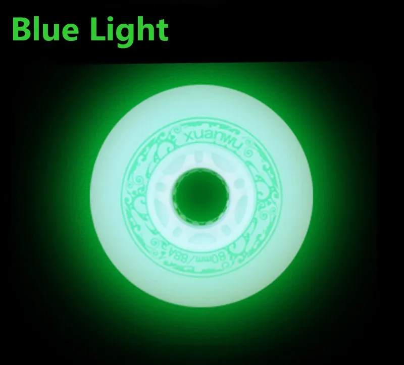 72 мм 88A оригинальный XuanWu светодиодный блеск вспышки роликовые коньки, персиковый белый синий зеленый свет, сияющий в темноте