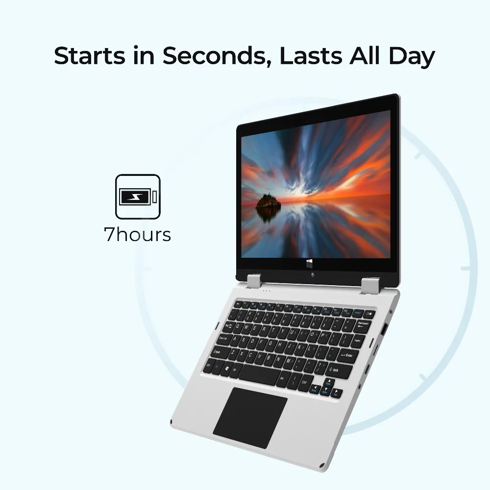 11.6Inch Convertible Mini Intel Atom Touchscreen Laptop Windows 10 Ultraslim 4GB RAM 64GB ROM 1920x1080 Display PC Laptops