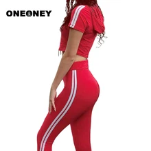 Женский комплект для йоги, красный комплект для фитнеса, топ с капюшоном+ штаны, длинные штаны, красный укороченный спортивный костюм с полосками по бокам, красные женские брюки для занятий йогой и спортом