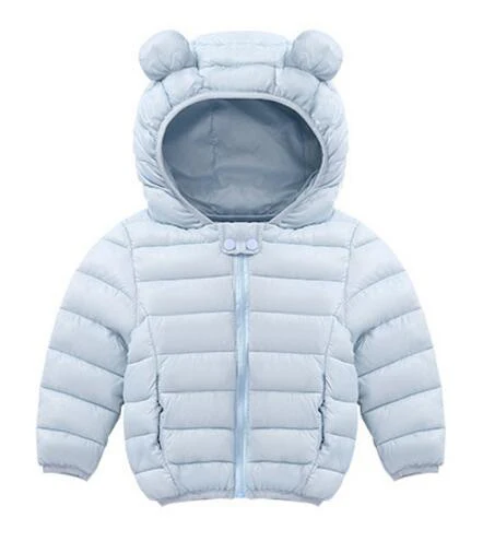 COOTELILI/детские парки с милым медведем; зимняя куртка для девочек и мальчиков; Детское пальто; зимние детские пальто; теплая детская куртка для малышей - Цвет: Небесно-голубой