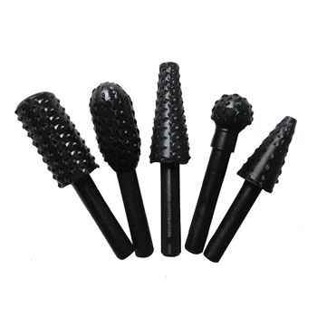 

5Pcs Carbon Steel Woodworking Wood Rasp Carbide Burrs File Drill Bits 1/4" Shank for Rotary Die Grinder Carving Tools