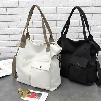 

Women Casual Large Capacity Versatile Messenger Solid Color Canvas Simple Retro Shoulder Bag