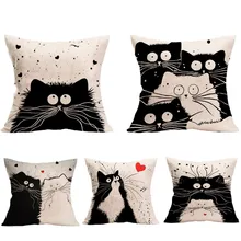 Popular cartoon cat flax householddecoration cushion pillowcase