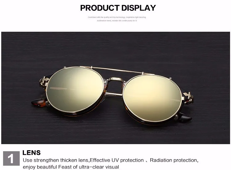 JackJad 2021 Fashion Style SteamPunk Clamshell Removable Sunglasses Vintage Retro Brand Design Sun Glasses Oculos De Sol Gafas